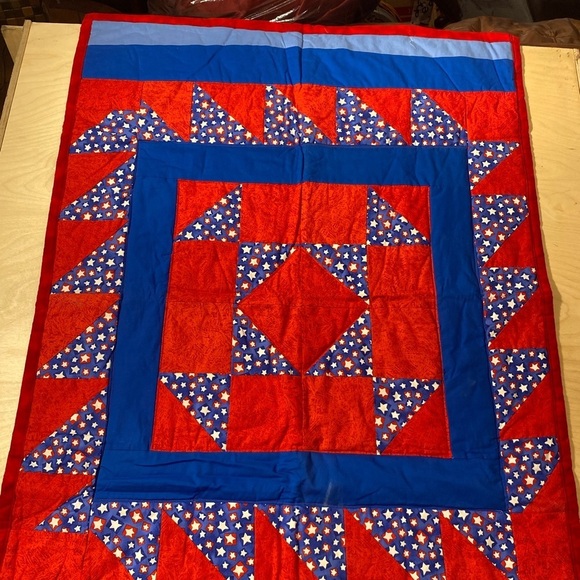 Hand Crafted Patriotic Lap Quilt 46” x 35” (HL) - Picture 5 of 11